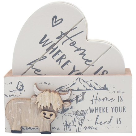 Highland Cow Coasters, 11cm 