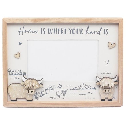 Highland Cow Photo Frame, 24cm 