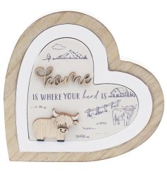 Add some country charm to your home with our adorable Highland Cow 3d Heart Home Plaque! 