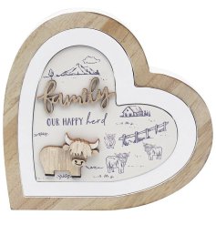 Add a touch of countryside charm to your home with our Highland Cow 3d Heart Family Plaque. 