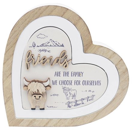 3D Friends Highland Cow 3d Heart Deco