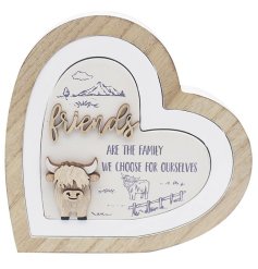 Bring a touch of rustic charm to your home with our 3d Friends Highland Cow Heart Deco. 