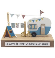 Add a touch of shabby chic to your home decor with our wooden caravan plaque. 