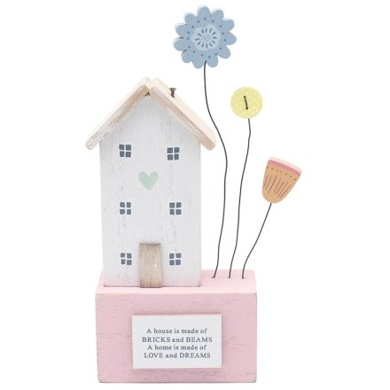 Wooden Love House Deco, 17cm 