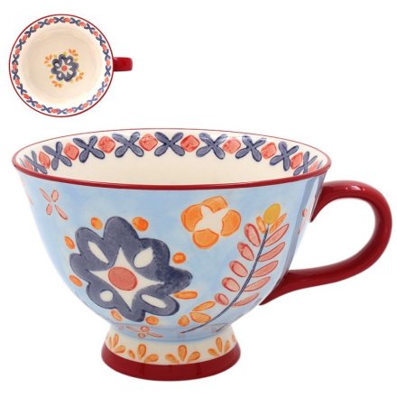 Hand Painted Footed Mug, 13cm 