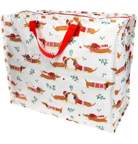 Deck the halls and store it all with our Large Festive Sausage Dog Storage Bag - the ultimate storage solution