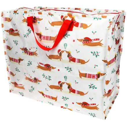 Deck the halls and store it all with our Large Festive Sausage Dog Storage Bag - the ultimate storage solution