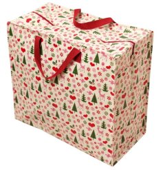 Get organised for the holidays with our festive Christmas-themed jumbo storage bag, featuring colourful designs.