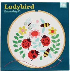 Get started with embroidery! Our beginner-friendly kit features ladybird and daisy designs for craft lovers.