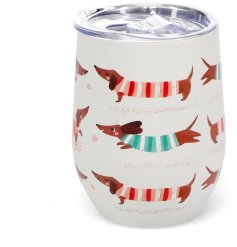 A handy travel cup from Rex International in a Sausage dog print. 