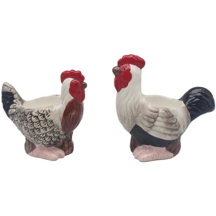 Set of 2 Cockerel and Hen Egg Cup