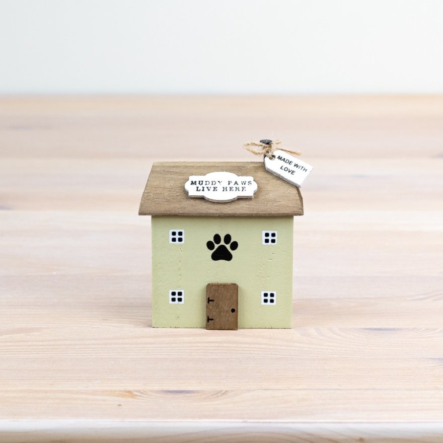 Muddy Paws Green Wooden House, 9cm