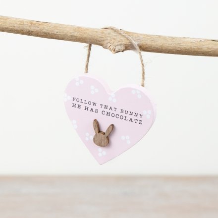 Pink Heart Bunny Dangler, 6cm