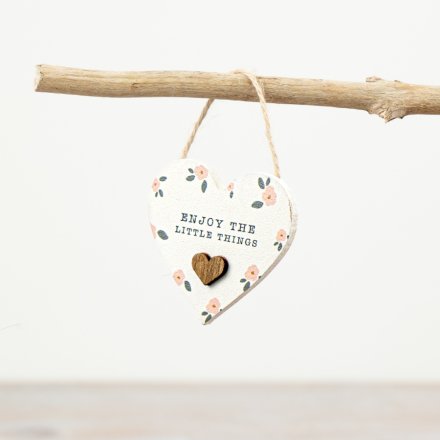 Decorative Floral Heart Hanger, 6cm