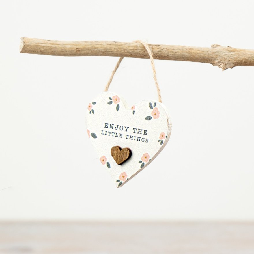 Heart Floral Wooden Hanger, 6cm