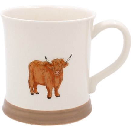 Embossed Highland Cow Mug, 13cm 