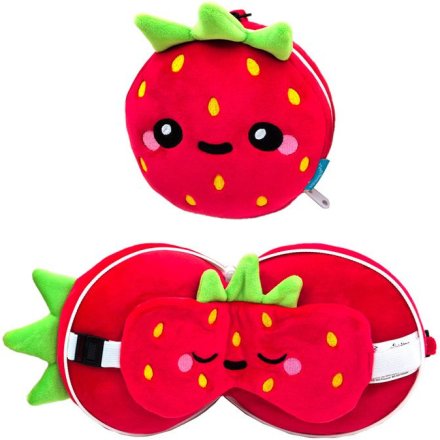 Relaxeazzz Elidi the Strawberry Foodiemals Plush Memory Foam Travel Pillow