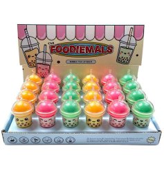 3 bright and colourful assorted lip balms from the foodiemals range. 