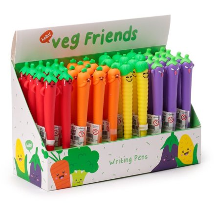 A colourful assortment of 4 fine tip pens in a vegetable design. 
