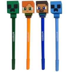 This Minecraft pen with a topper is perfect for using in school or at home. 