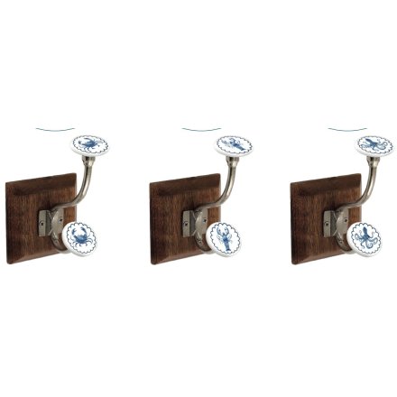 3/A Wooden Base Sea Life Hook, 18cm 