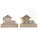 A sweet wooden house decoration in 2 assorted designs.