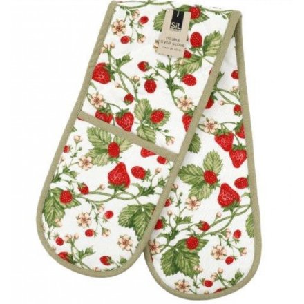 92cm Strawberry Print Double Oven Glove