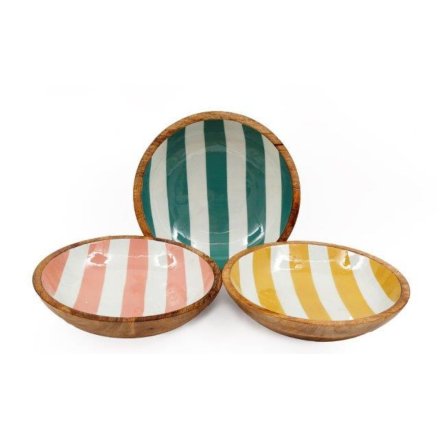 Cabana Stripe Enamel Bowl, 30cm 