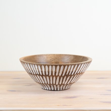 Upgrade your dining experience with our White Wash Wooden Bowl