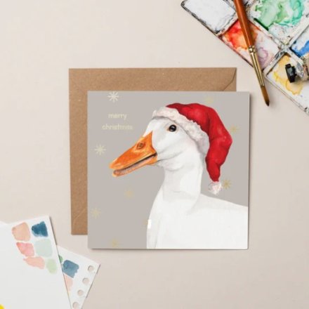 Goose Foil Christmas Card, 15cm 