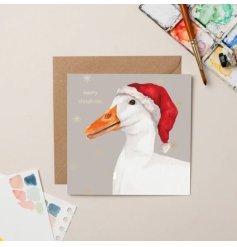 "Spread holiday cheer with our Goose Foil Christmas Card