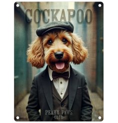 Add a charming touch to your space with a cockapoo donning a 1920s outfit - a unique addition to any home!