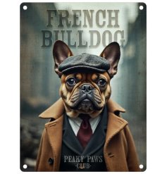 Add a touch of charm to your decor with this gorgeous French Bulldog Dangler Metal Sign