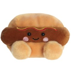 Adorable hot dog plush toy, perfect for snuggling or as a palm pal