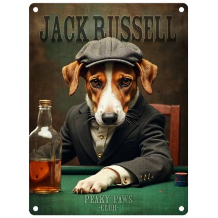 Peaky Paws Jack Russell Metal Sign, 20cm 