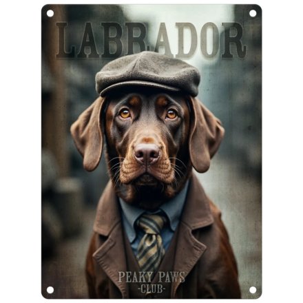 Chocolate Labrador Metal Dangler Sign