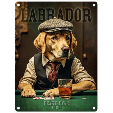 Yellow Labrador Metal Dangler Sign