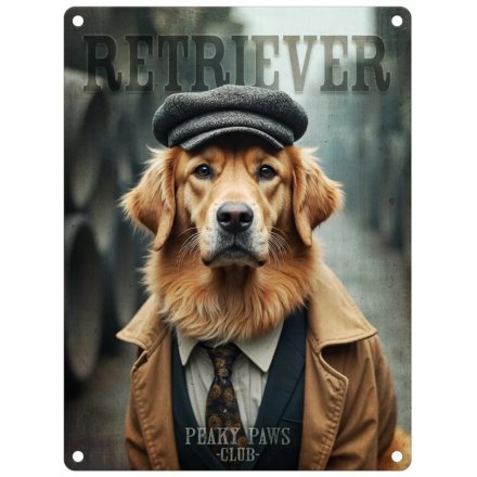 Peaky Paws Retriever Dangler Metal Sign 