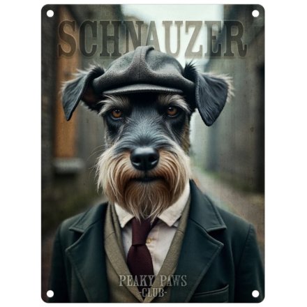 Peaky Paws Szhnauzer Metal Sign, 20cm 