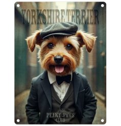 Unique Yorkie flat cap dangler sign with playful charm