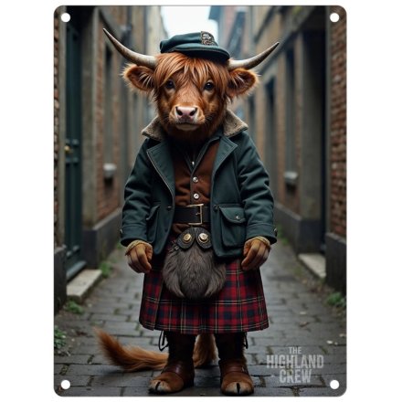 Highland Cow Peaky Sporran Metal Sign, 20cm 