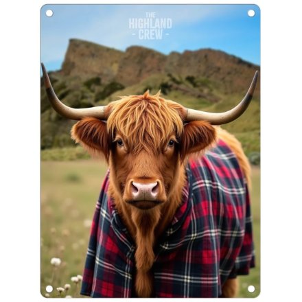 Highland Cow Arthur's Seat Dangler Metal Sign 