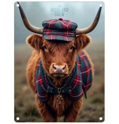 Add charm and character to your space with this gorgeous metals sign featuring a stunning highland cow. 