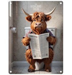 Elevate your home decor with a playful touch - adorable Highland cow on porcelain throne.