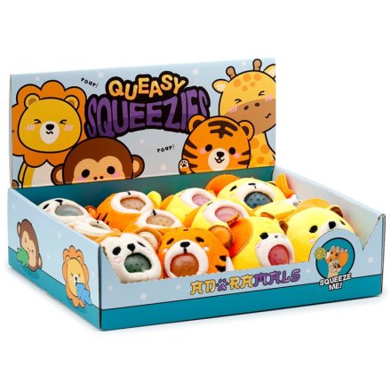 A funky assortment of 4 novelty toys from the queasy squeezy collection