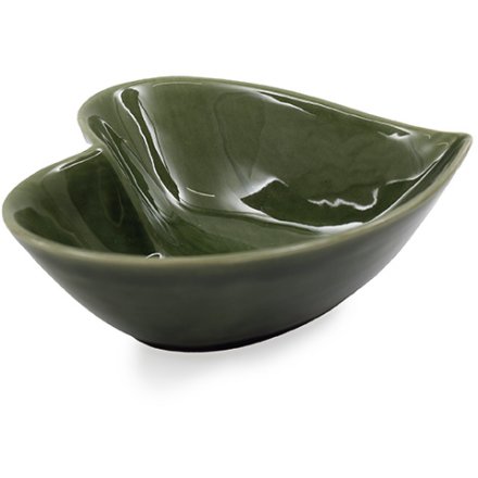 Med Green Heart Trinket Dish, 18.5cm 