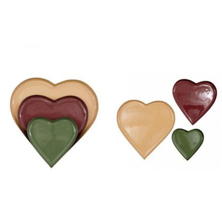 S/3 Butterfly Heart Shape Trays