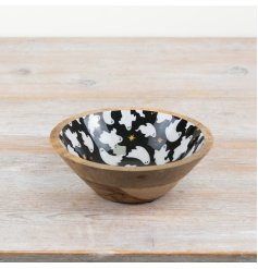 Add a touch of elegance to your space with the Ghost Enamel & Wood Bowl 