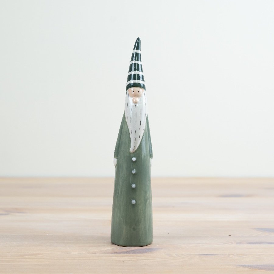 Spread holiday cheer with our charming Green Santa ornament