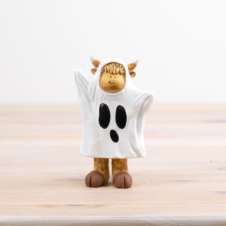 Ghost Highland Cow Figure, 12cm